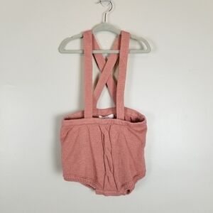 Coco blanc, size 3 pink knit suspender romper